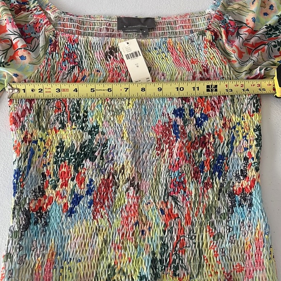 🎈NWT Anthropologie Sz M  puff sleeveless floral see thr multicolor blouse top - Picture 7 of 11